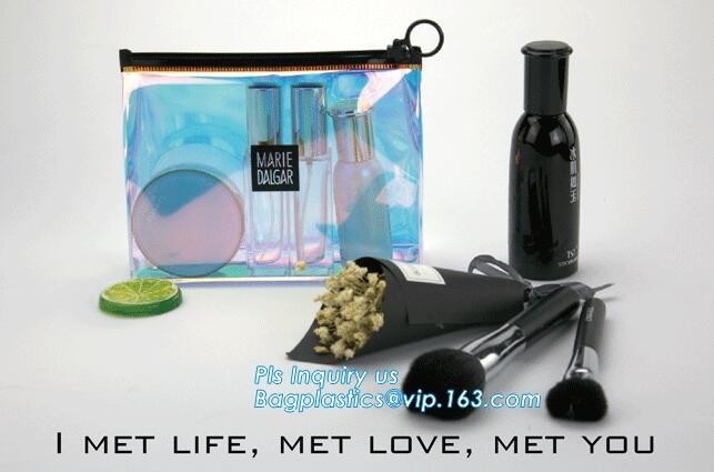 EVA Plastic Personal Care Packaging Slider Bags, cosmetic pvc bag with slide industrial plastic bags, PVC / EVA / TPU zi