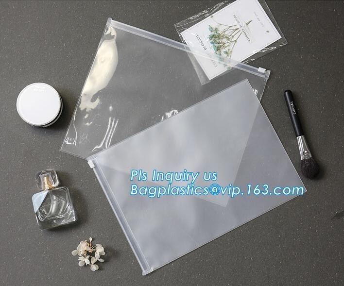 Logo printed Slider zipper Clear pvc bag for package Vinyl transparent pvc bag cosmetic packing, Zip Lock Slider Travel