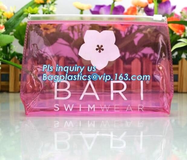 2.5 mil slider PVC bag, make-up packaged factory slider PVC cosmetics bag, Slider Closure Cosmetic Bottle Set Packing PV