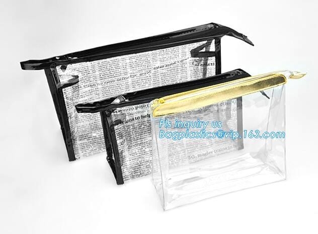 makeup cosmetic bag beauty flat pouch, bag clear vinyl pvc packaging bag with slider zipper, vinyl slider zipper bag,zip