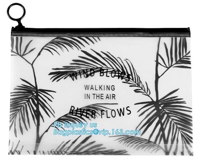 plastic bag with zipper and slider for garment packaging, frosted swimwear PVC vinyl Bag with slider zipper, slider zipp
