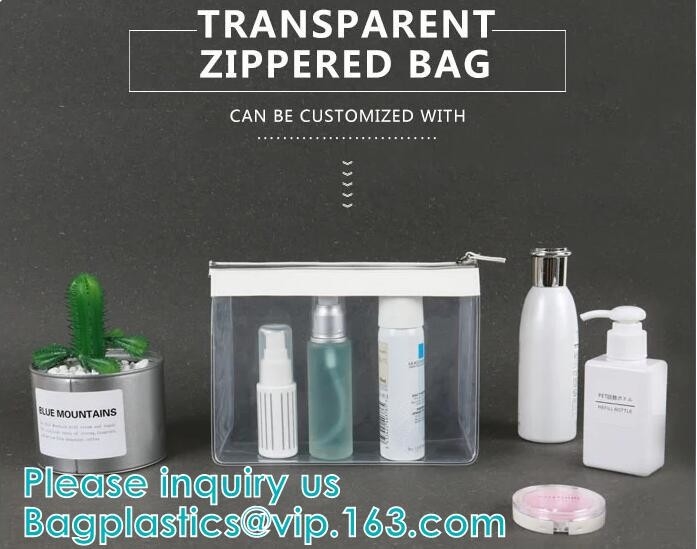 ZIPPERED BAGS, makeup cosmetic bag, travel BAG, Cosmetic Swimwear Sand beach Clear Cylinder PVC Bag For Women Makeup Tr