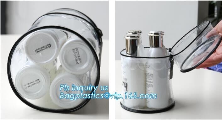 Barrel Shaped Travel Portable PVC Drum Swim Equipment Storage Bag, salon hair expansion packaging kit barrel bag clear p