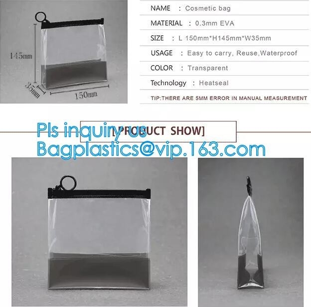 top zipper slider clear packing PVC Bag, Custom Printed Clothes Packaging Suited Frosted PVC/EVA Vinyl Slider Top Zipper