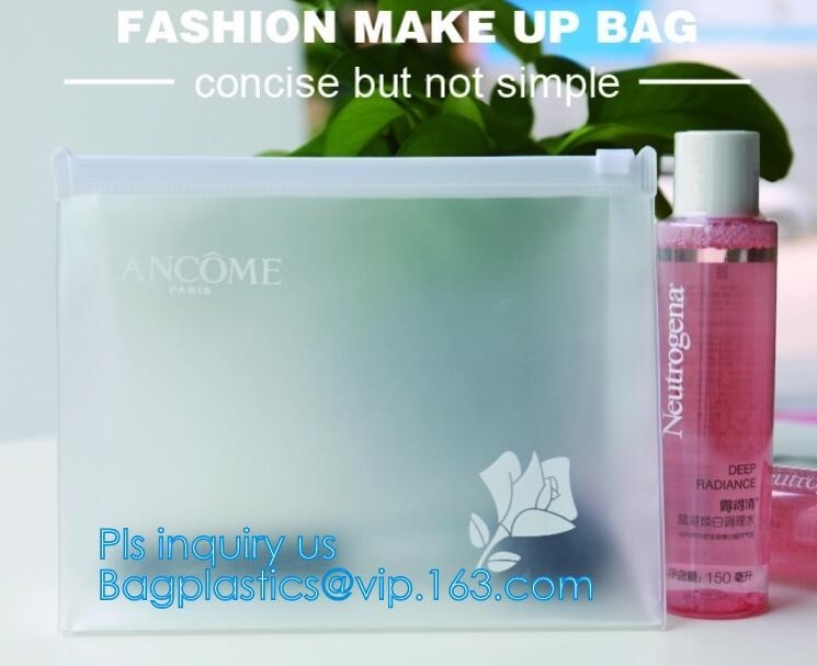 Eco-friendly Red Clear Slider Zipper PVC Cosmetic Make Up Bikini Bag, pvc zipper lock slider bag