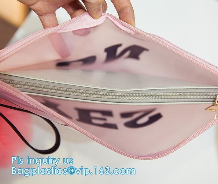 printed OEM logo slider zip lock bags, Slider Undergarment Bag With Lock, vinyl pvc A4 file bag with slider k
