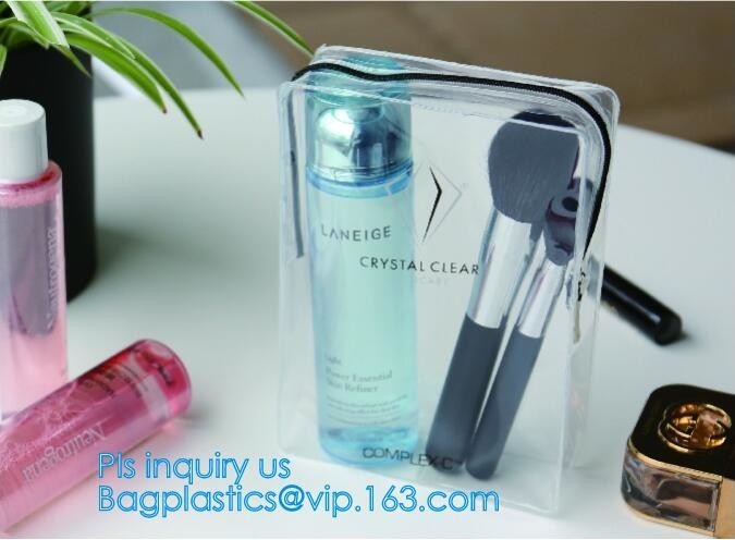 Cosmetic/ Makeup/ Toiletry Clear PVC Travel Wash Bag with handle, Cosmetic Gift Bags Tote Travel Makeup Bag for Zipper