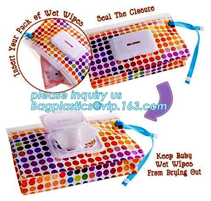 Promotion reusable k travel plastic EVA baby tissue wet wipes bag with lid, Eco-friendly plastic colorful wet tiss
