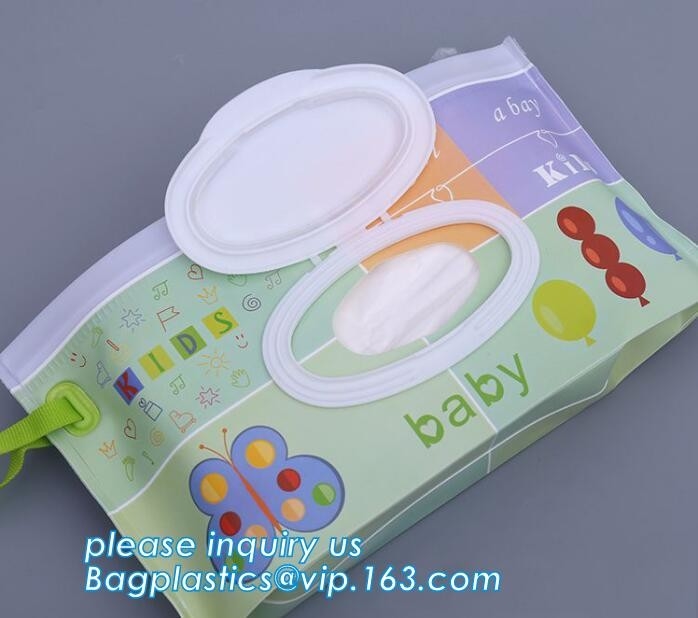 eco biodegradable Reusable CMYK UV Printed Zip Top Travel Plastic EVA Baby Tissue Wet Wipes Bag, EVA Wet Tissue Bags