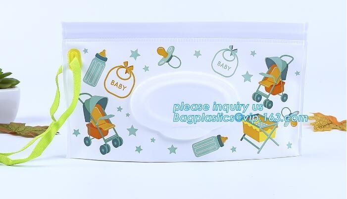 Wet wipe pouch baby wipe case holder dispenser refillable wet wipe, cartoon pattern travel wipes dispenser holder reusab