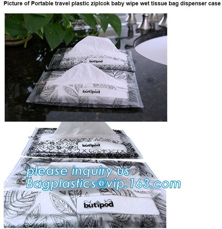 Biodegradable BUTIPOD bag, portable travel k baby wipe wet tissue bag, dispenser case packaging, tissue packaging