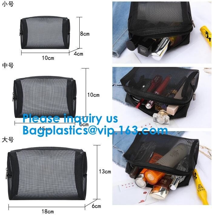 Women's cosmetics Travel cosmetic bag,Nylon Mesh Cosmetic Makeup Bag,Promotional Bags, PVC/PE/EVA/PU/TPU