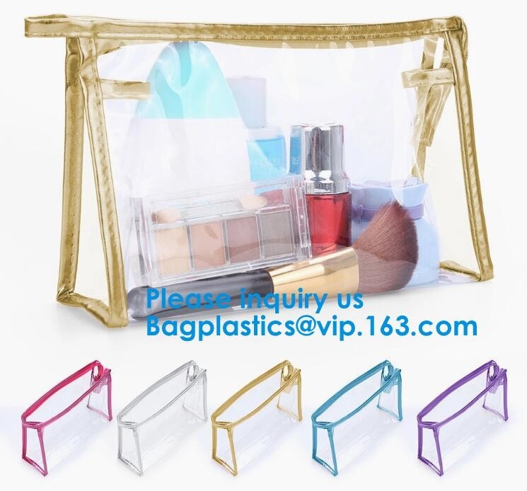 Eco-friendly heat seal frosted PVC /EVA k bag, Custom Waterproof Cosmetic Clear Plastic PVC Zipper Bag With Logo