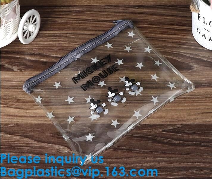 Logo Printed Plastic Stationery Packaging Bag Custom Pvc Zipper Slider Bag,Matte Frosted PVC Slider Zipper Bag Plastic B