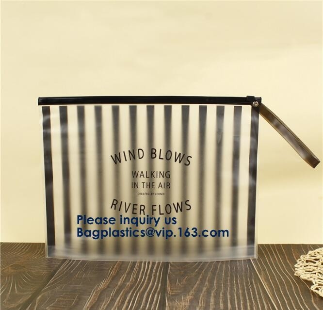 Hot Sale Waterproof Frosted Slider PVC Zipper Bags Wholesale Custom Printed Plastic Transparent k Cloth Bag