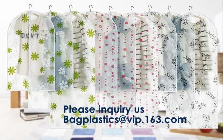 Vinyl Garment Suit Bag With Pocket,Printed Zipper Garment Clothing Fodable Bag,Side Zipper Clothes Cover Travel Storage