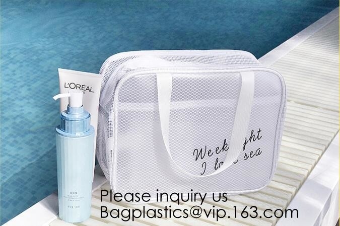Custom design PU cosmetics zipper pouches transparent PVC wash gargle bags,China Wholesale Travel Transparent Lattice