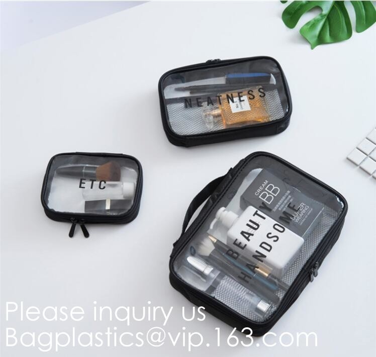 Travel Transparent Toilet Pvc Cosmetic Bag Clear Easy-Carry Makeup Pouch,Large Capacity Beautiful Cute PVC Cosmetic Pouc