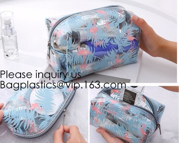 Custom Printing Recycled Soft Pvc Zipper Cosmetic Pouch,Transparent Customer Design PVC Cosmetic Pouch, bagease, bagplas