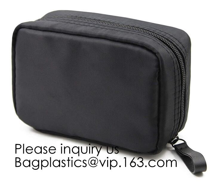 Canvas Makeup Bag Ladies Clutch Bag With Gold Zipper,Dopp Case Striped Canvas Cosmetic Makeup Bag with leather handle