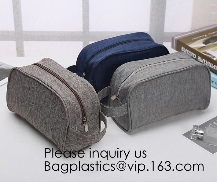 Cosmetic Toiletry Bag Mens Canvas Leather Travel Kit Wash Makeup Bag,organic cotton canvas makeup bag with zipper make-u