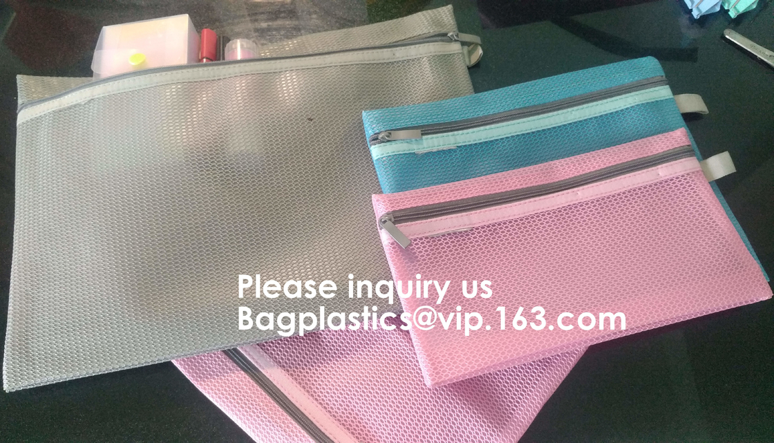 Official Stationary File Mesh Bag with Zipper Lock PVC Document Bag in Waterproof Packaging Bags,BAGEASE, BAGPLASTICS