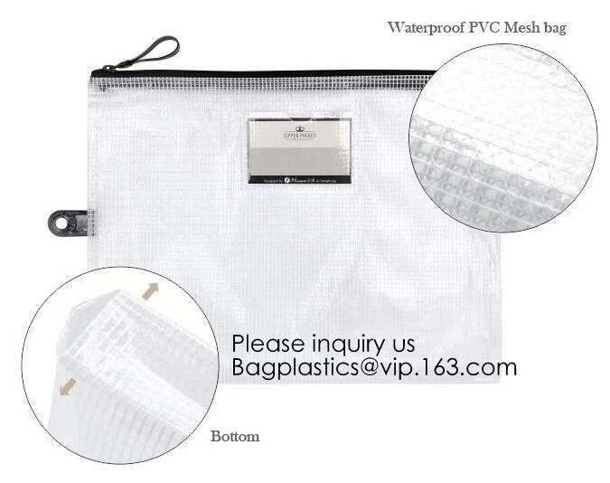 School Office Stationery A4 Waterproof Document Bag With Zipper A3 Zipper Pvc File Folder Bag For Business BAGEASE PAC