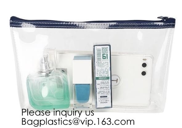 Fashion Beautiful Custom Reusable Eva Bag With Zipper,Transparent Custom Printed Brand Logo Clear PVC Zip lock Slider