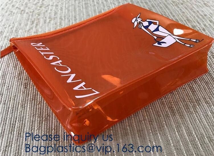 Hot Eco-Friendly Transparent Plastic PVC Cosmetic Bag With Zipper,Offset printing/Silk screen printing/Gravure printing/