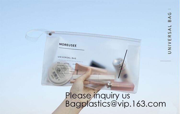 Portable custom logo printed Transparent PVC Window Women Makeup Pouch Travel Clear Cosmetic bag, bagease, bagplastics