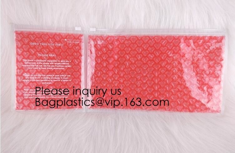 Cosmetic Packing Laser PVC Make Up Bag With Zipper Top Heart-Shaped Air Bubble Packaging Bag, bagease, bagplastics