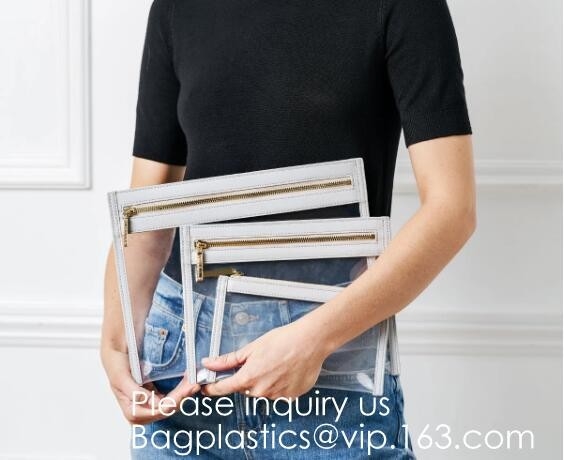 Promotional factory price portable k clear holographic PVC cosmetic bag,Eco-friendly heat seal frosted plastic PVC