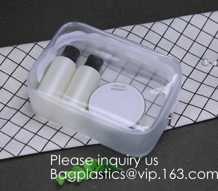 Clear PVC Zippered Toiletry Carry Pouch Portable Cosmetic Makeup Bag for Vacation, Bathroom and Organizing, bagease pac