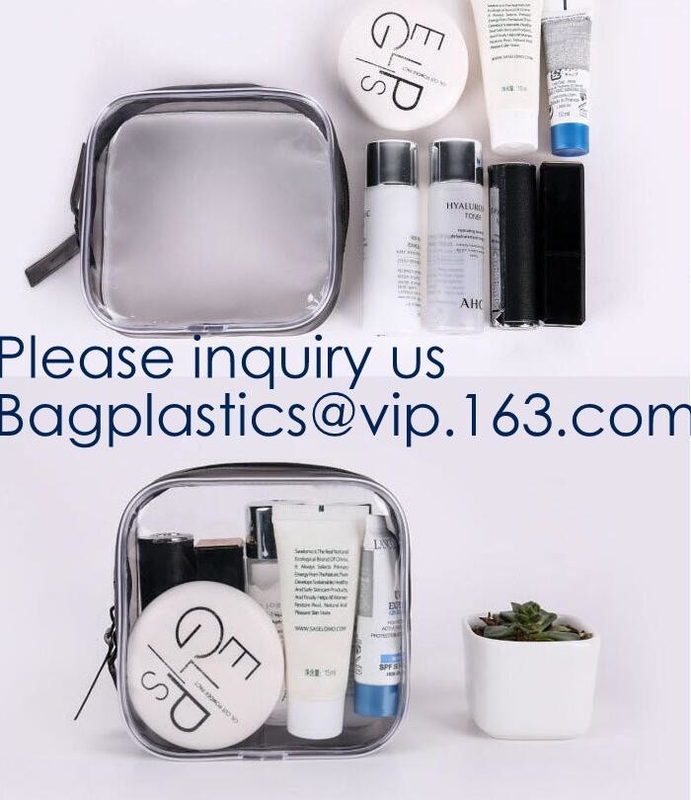 TSA Air Travel Toiletry Bag Set with Zipper Vinyl PVC Make-up Pouch Handle Straps for Women Men, Roybens Waterproof Pack