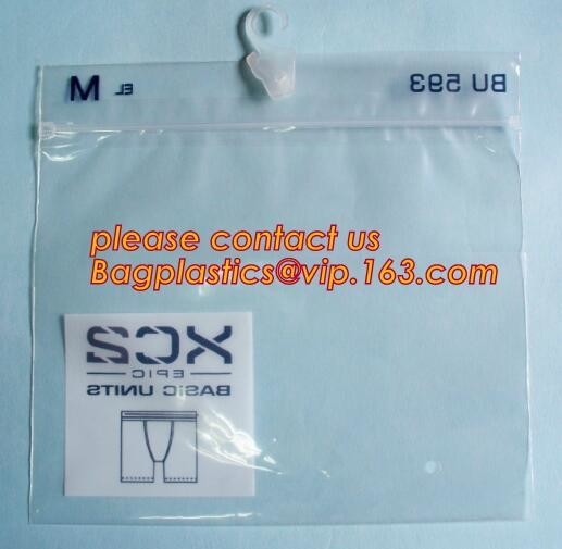 Underwear Bag White Hanger Pvc Waterproof Bag With Zip Lock, Bag For Plastic Side Zipper Underwear Bag