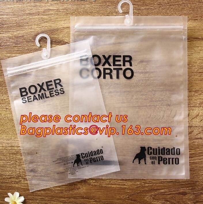 Hanger Bag Poly Bags With Hanger, Zipper Top Sealing And Button Closure PVC Clear Plastic Hair Extensions Storage