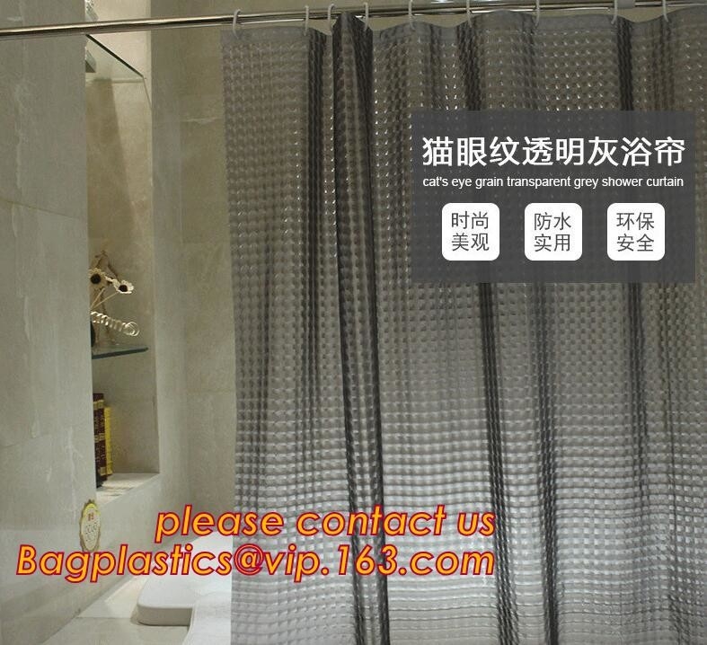 New popular transparent printed peva shower curtain, Polyester Shower Curtain Fabric For Bath Curtain, waterproof bath w