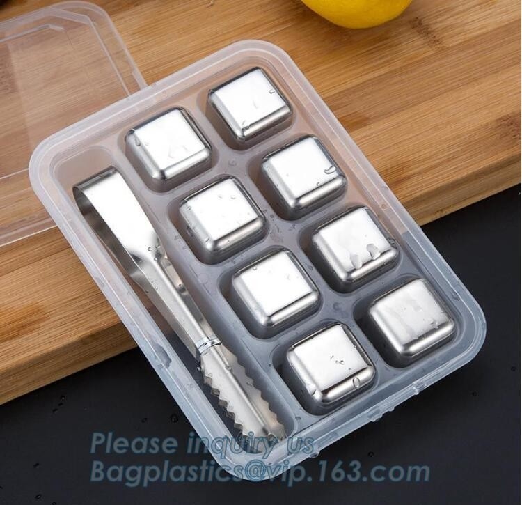 hot sale Strapping stainless steel metal whisky stone tubes for drinks, food grade chilling gel that freezes ice cube whisky