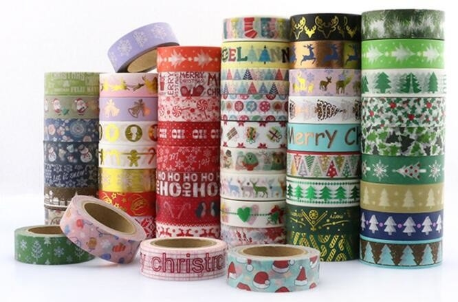 Halloween Christmas Festival Washi Tape Sticker Roll Custom Decorative Washi Paper Tape Glitter tape Cotton cloth tape
