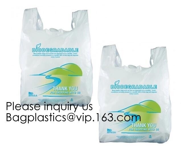 100 Compostable Biodegradable Shopping Bags - T-Shirt Style Carry Bags For Trash Or Grocery - Strong Holds 25 Lbs Tie Ha