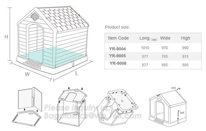 Outdoor Large Plastic Dog House Cubby House Pet Products, plastic foldable pet dog kennel dog house, bagease, pac, pak