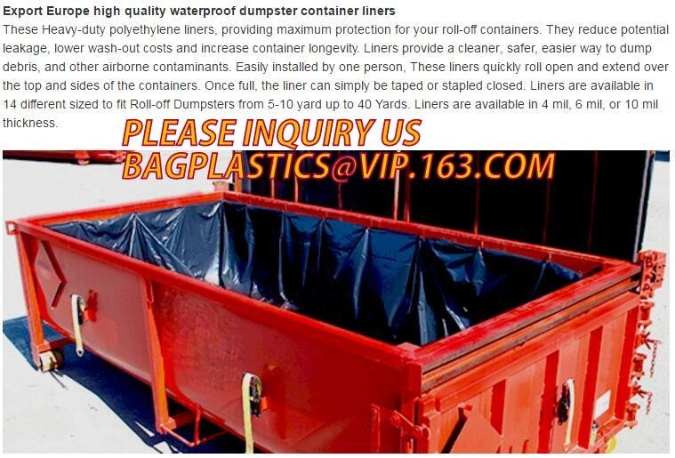 extra lagrge woven PE drawstring dumpster container 20 yard drawstring black dumpster container liners for bagplastics