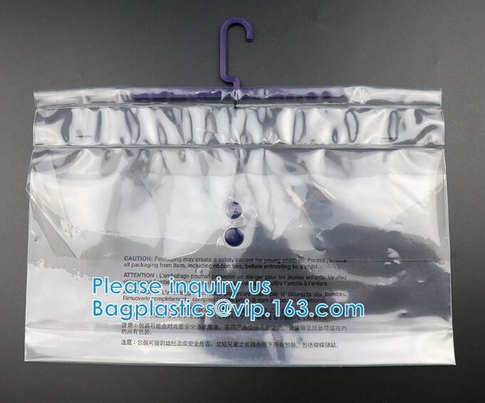 Swimwear Packaging Pouch With K Top, Gusset Bag Bikini Zipper Packaging Bags, Hanger Hook Underwear