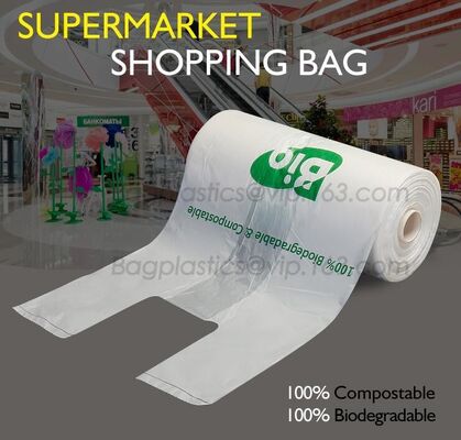 buy Cornstarch 100% Biodegradable Compostable Shopping Bag On Roll, Compostable 100% Biodegradable Shopping Bags With EN1343 online manufacturer
