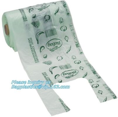 buy Compostable plastic vest handle bag shopping t-shirt bag, Biodegradable cornstarch eco friendly food waste bags online manufacturer