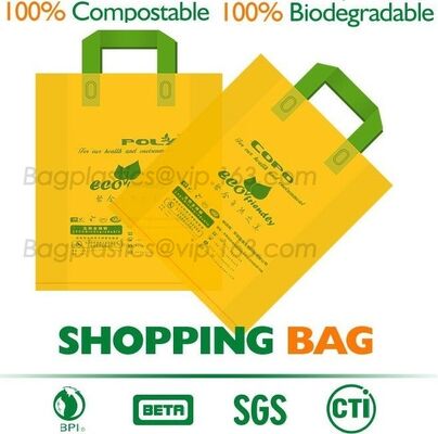buy 100% Compostable Shopper, Biodegradable Handle Handy Carrier Eco Bio Starch Plant Biodegradable T-Shirt Bags With Logo online manufacturer