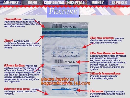 buy plastic security bank deposit cash money courier tamper evident proof self sealing bag, Level 2 Bank Security Deposit Ba online manufacturer