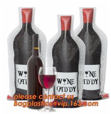 buy Zip sealed liquor bubble bags bottle protector Travelling liquor bubble sleeves air wine bubble bags Zipped bottom plast online manufacturer