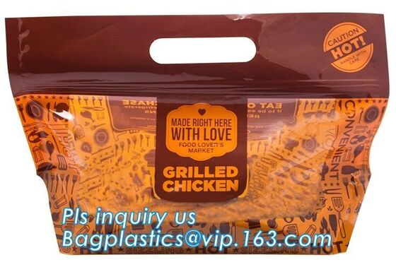 buy Anti Fog Material Resealabele Plastic Hot Chicken Bag, slide zipper pet microwave oven roasting bag, OEM logo plastic PE online manufacturer