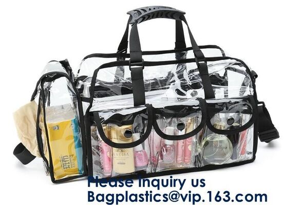 buy Professional Clear Makeup Cosmetic Bag PVC Carry Bag With 7 Extra Magnet Pockets And Detachable Shoulder Strap online manufacturer